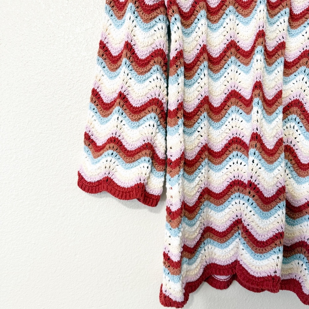 NWT 27 Miles Malibu Reno Crochet dress w lettuce trim & bell sleeves multicolor - Picture 8 of 8